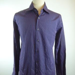 BARNEYS CO-OP ITALY NAVY STRIPE cotton Shirt L vintage
